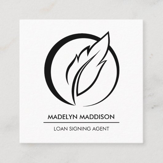 Notarisondertekenaar Modern Black & White Vierkante Visitekaartje (Voorkant)