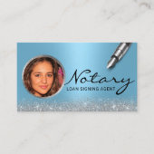 Notarisondertekenaar Modern Blue Photo Visitekaartje (Voorkant)