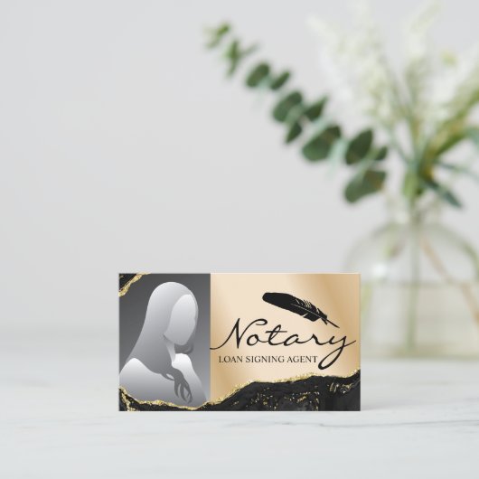 Notarisondertekenaar Modern Gold Agate Foto Visitekaartje (Staand voorkant)