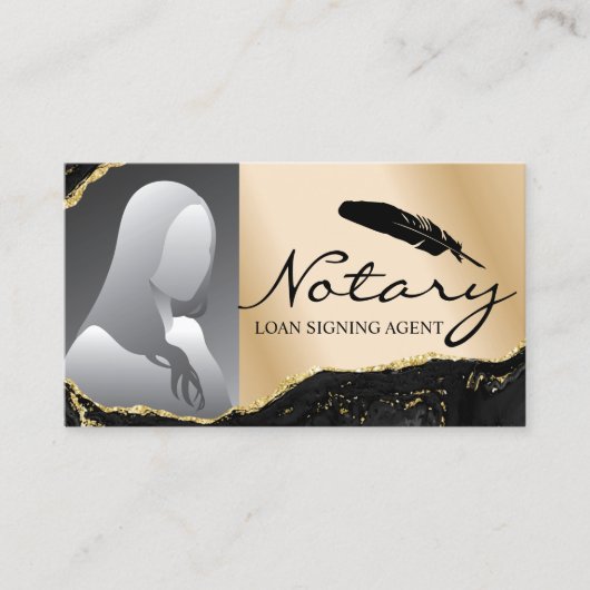 Notarisondertekenaar Modern Gold Agate Foto Visitekaartje (Voorkant)