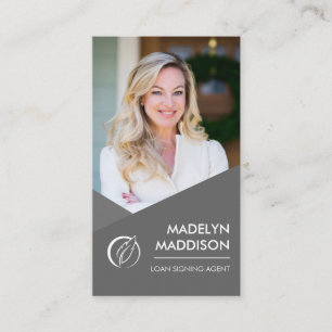 Notarisondertekenaar Modern Gray Foto Visitekaartje