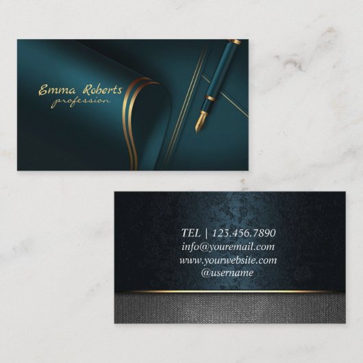 Notarisondertekenaar Modern Green Visitekaartje (Voorkant / Achterkant)