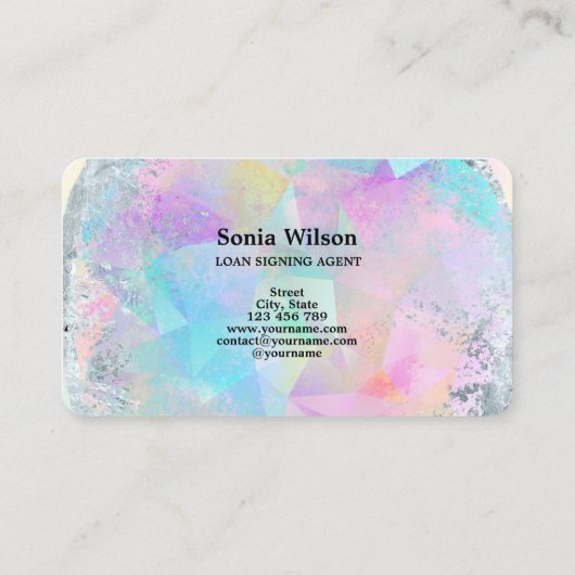 Notarisondertekenaar Modern Holographic Opal Visitekaartje (Achterkant)