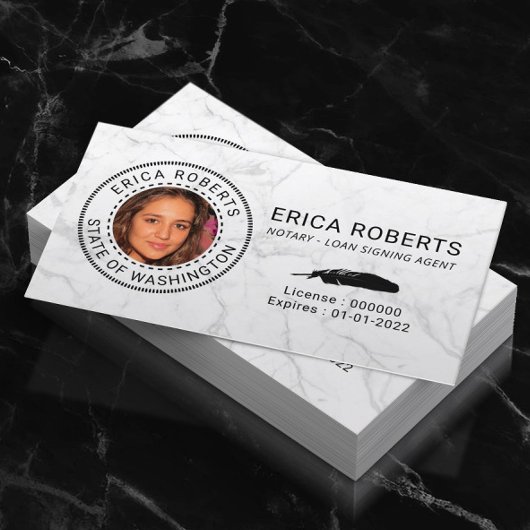 Notarisondertekenaar Modern Marble Foto Visitekaartje
