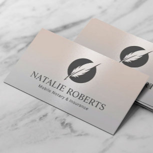 Notarisondertekenaar Modern Quill Logo Silver Visitekaartje