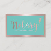 Notarisondertekenaar Modern Roos Gold & Blauwgroen Visitekaartje (Voorkant)