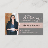 Notarisondertekenaar Modern Roos Gold Foto Visitekaartje (Voorkant)