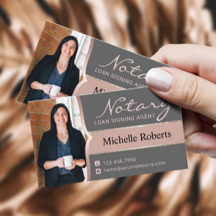 Notarisondertekenaar Modern Roos Gold Foto Visitekaartje