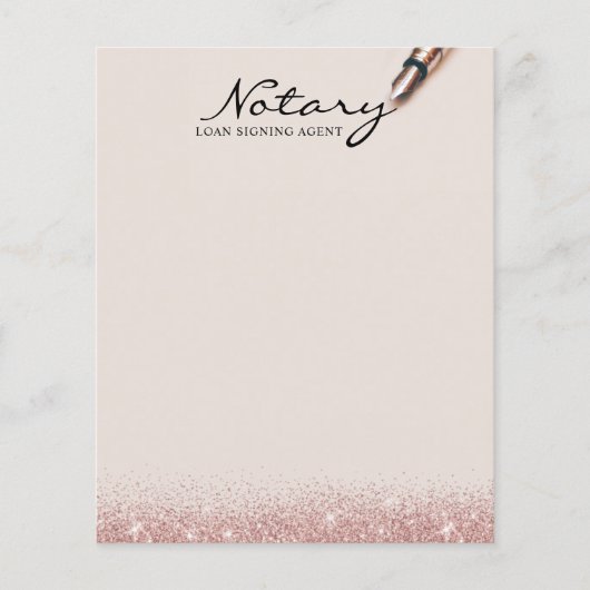 Notarisondertekenaar Modern Roos Gold Glitter Flyer (Voorkant)