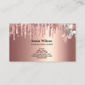 Notarisondertekenaar Modern Roos Gold Glitter Visitekaartje (Achterkant)