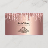 Notarisondertekenaar Modern Roos Gold Glitter Visitekaartje (Achterkant)