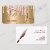 Notarisondertekenaar Modern Roos Gold Glitter Visitekaartje (Voorkant / Achterkant)