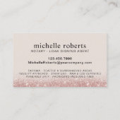 Notarisondertekenaar Modern Roos Gold Glitter Visitekaartje (Achterkant)