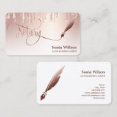 Notarisondertekenaar Modern Roos Gold Glitter Visitekaartje (Voorkant / Achterkant)