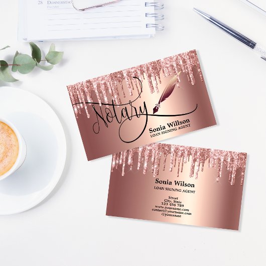 Notarisondertekenaar Modern Roos Gold Glitter Visitekaartje