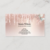 Notarisondertekenaar Modern Roos Gold Glitter Visitekaartje (Achterkant)