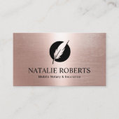 Notarisondertekenaar Modern Roos Gold Quill Visitekaartje (Voorkant)