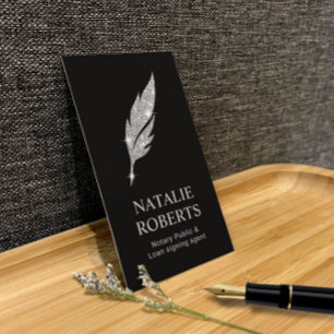 Notarisondertekenaar Modern Silver Quill Logo Visitekaartje
