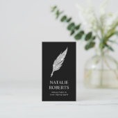 Notarisondertekenaar Modern Silver Quill Logo Visitekaartje (Staand voorkant)