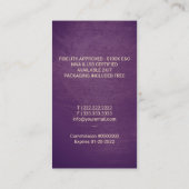 Notarisondertekenaar Paars en Gold Quill Pen Visitekaartje (Achterkant)