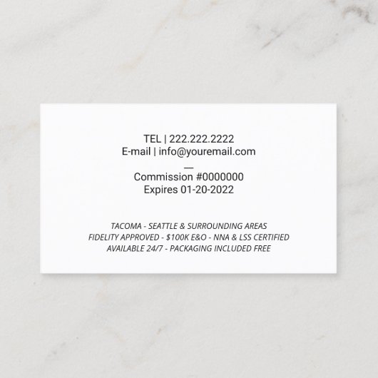 Notarisondertekenaar Quill Logo Black Visitekaartje (Achterkant)