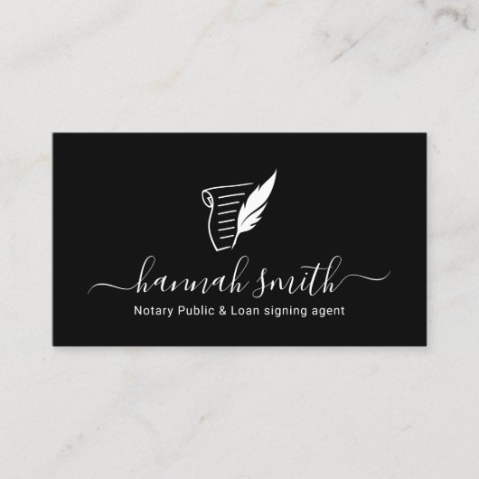 Notarisondertekenaar Quill Logo Black Visitekaartje (Voorkant)