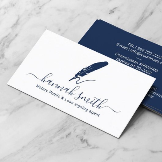 Notarisondertekenaar Quill Logo Plain Navy Visitekaartje
