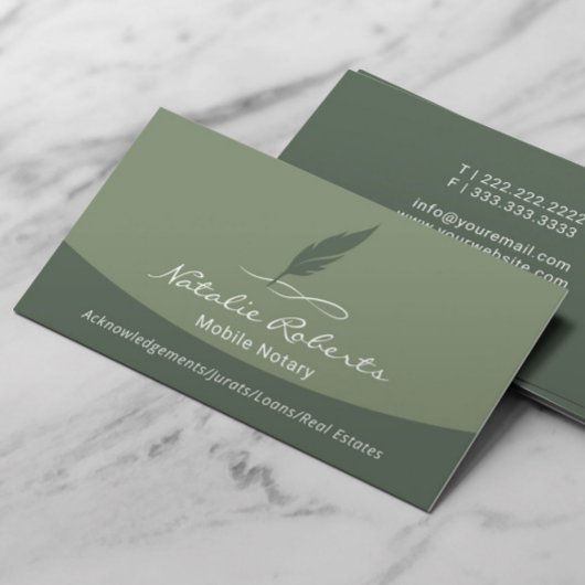 Notarisondertekenaar Quill Logo Sage Green Visitekaartje