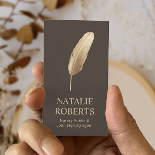 Notarisondertekenaar Quill Pen Brown & Gold Visitekaartje