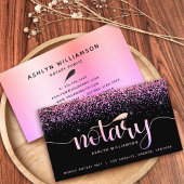 Notarisondertekenaar Roze Paarse Glitter Chic Visitekaartje