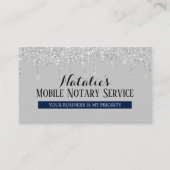Notarisondertekenaar Silver Drift Navy Blue Visitekaartje (Voorkant)