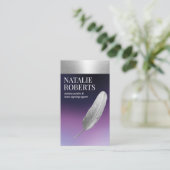 Notarisondertekenaar Silver Quill Paars Visitekaartje (Staand voorkant)
