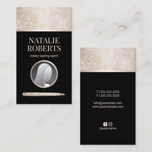 Notarisondertekenaar: zwart & goudfoto visitekaartje (Voorkant / Achterkant)