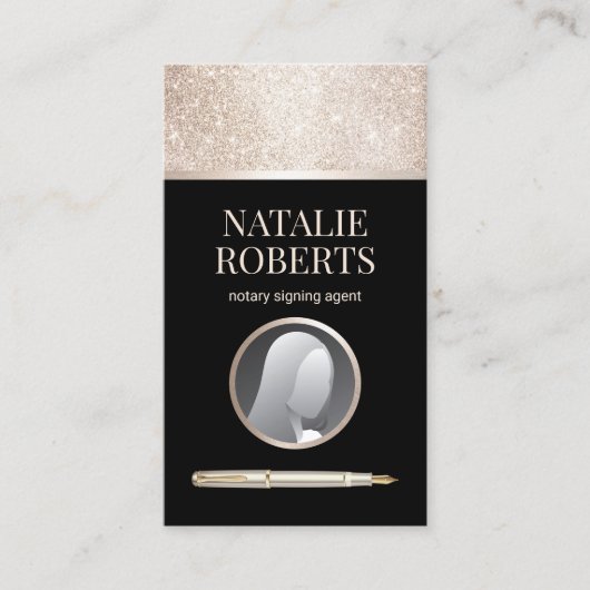 Notarisondertekenaar: zwart & goudfoto visitekaartje (Voorkant)