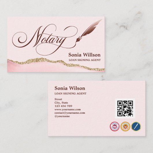 Notarisondertekenende agent Modern QR code Busines Visitekaartje (Voorkant / Achterkant)