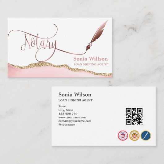 Notarisondertekenende agent Modern QR-code Visitekaartje (Voorkant / Achterkant)