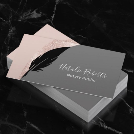 Notarisseer Quill Pen Roos Gold Visitekaartje