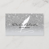 Notarisseer Quill Pen Silver Glitter Visitekaartje (Voorkant)