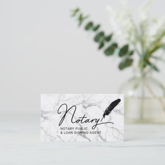 Notarisseer voor publieke leningen Quill Pen Marbl Visitekaartje (Staand voorkant)