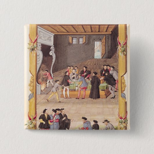 Notarissen en de secretarissen van de koning vierkante button 5,1 cm (Voorkant)