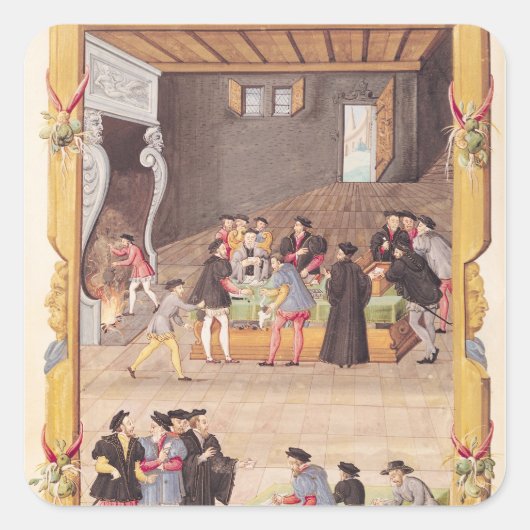 Notarissen en de secretarissen van de koning vierkante sticker (Voorkant)