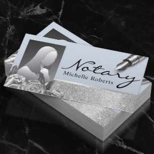 Notarisseur Silver Floral Blue Foto Visitekaartje