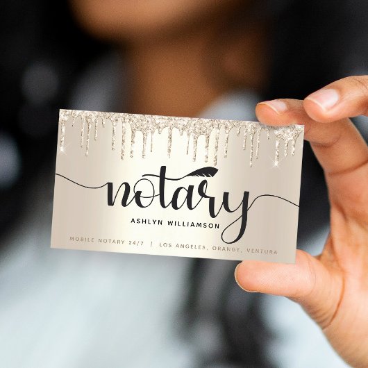 Notarissignaalagent Gold Glitter Drip Script Visitekaartje