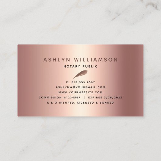 Notarissignaalagent koper PInk Glitter Script Visitekaartje (Achterkant)