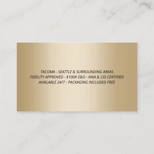 Notarisstempel Handtekening Modern Gold Visitekaartje (Achterkant)