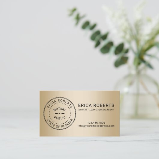 Notarisstempel Handtekening Modern Gold Visitekaartje (Staand voorkant)