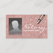 Notaristekenaar Chic Roos Gold Glitter Foto Visitekaartje (Voorkant)
