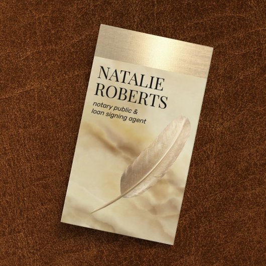 Notaristekenaar Gold Quill Agate Marmer Visitekaartje