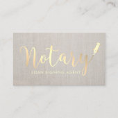 Notaristekenaar Gold Script Classy Linen Visitekaartje (Voorkant)