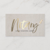 Notaristekenaar Gold Typografie Linen Visitekaartje (Voorkant)